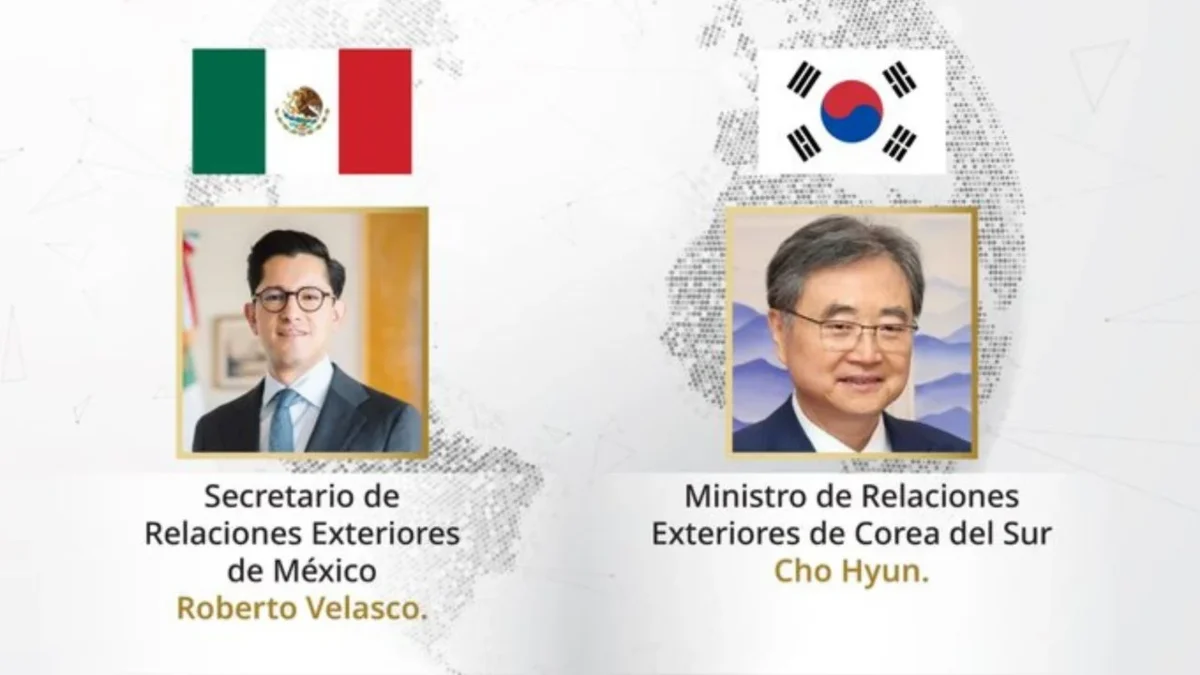 El titular de la Secretaría de Relaciones Exteriores, Roberto Velasco, diálogo por teléfono con su homólogo de Corea del Sur, Cho Hyun.