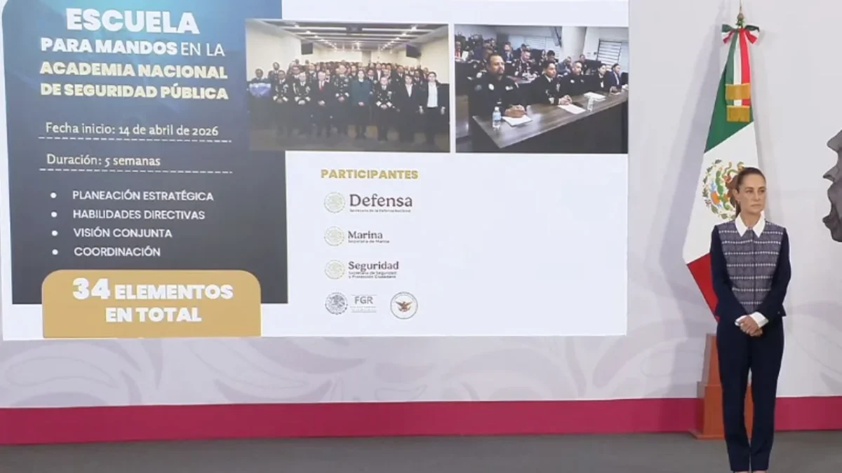 La presidenta Claudia Sheinbaum destacó la creación de la Escuela de Mandos en la Academia Nacional de Seguridad Pública, enfocada en la formación de futuros secretarios de Seguridad en estados y municipios.