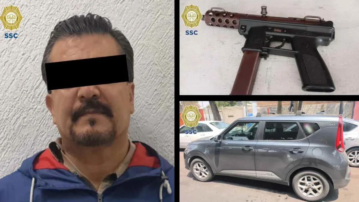 Policías de la SSC CDMX detuvieron a un sujeto armado que pretendía robar una joyería en la plaza Puerta Aragón.
