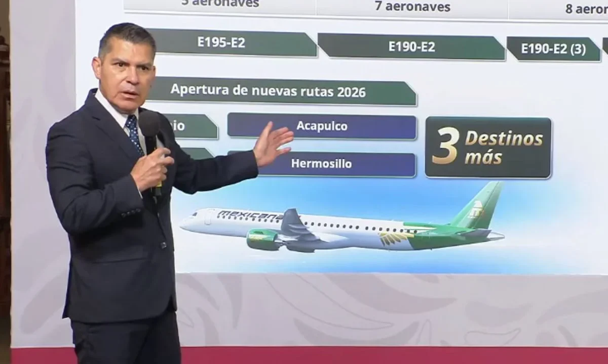 Leobardo Ávila Bojórquez anunció la apertura de nuevas rutas de Mexicana de Aviación hacia Acapulco y Hermosillo, tras la llegada de más aeronaves para fortalecer su flotilla.