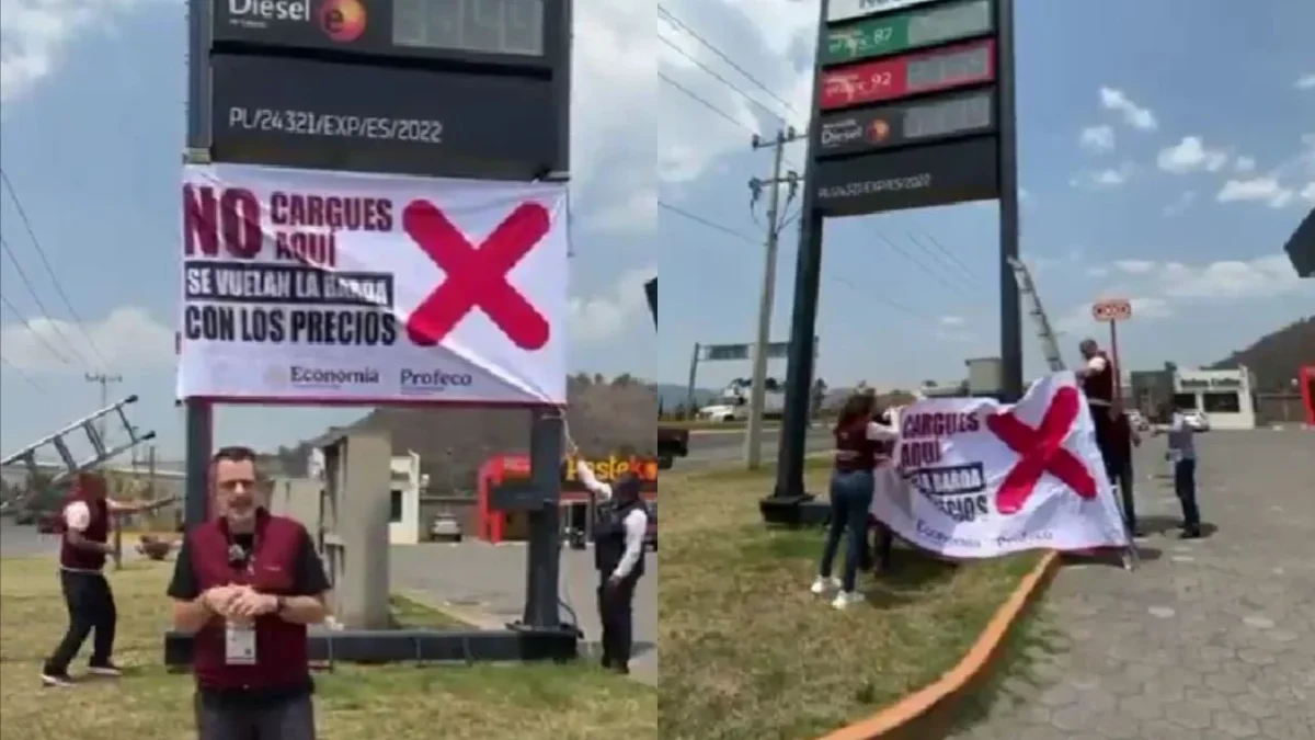Profeco inició la colocación de lonas de 'advertencia' en gasolineras de todo México que vendan el litro de diésel en más de 30 pesos.