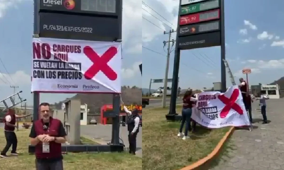 Profeco inició la colocación de lonas de 'advertencia' en gasolineras de todo México que vendan el litro de diésel en más de 30 pesos.