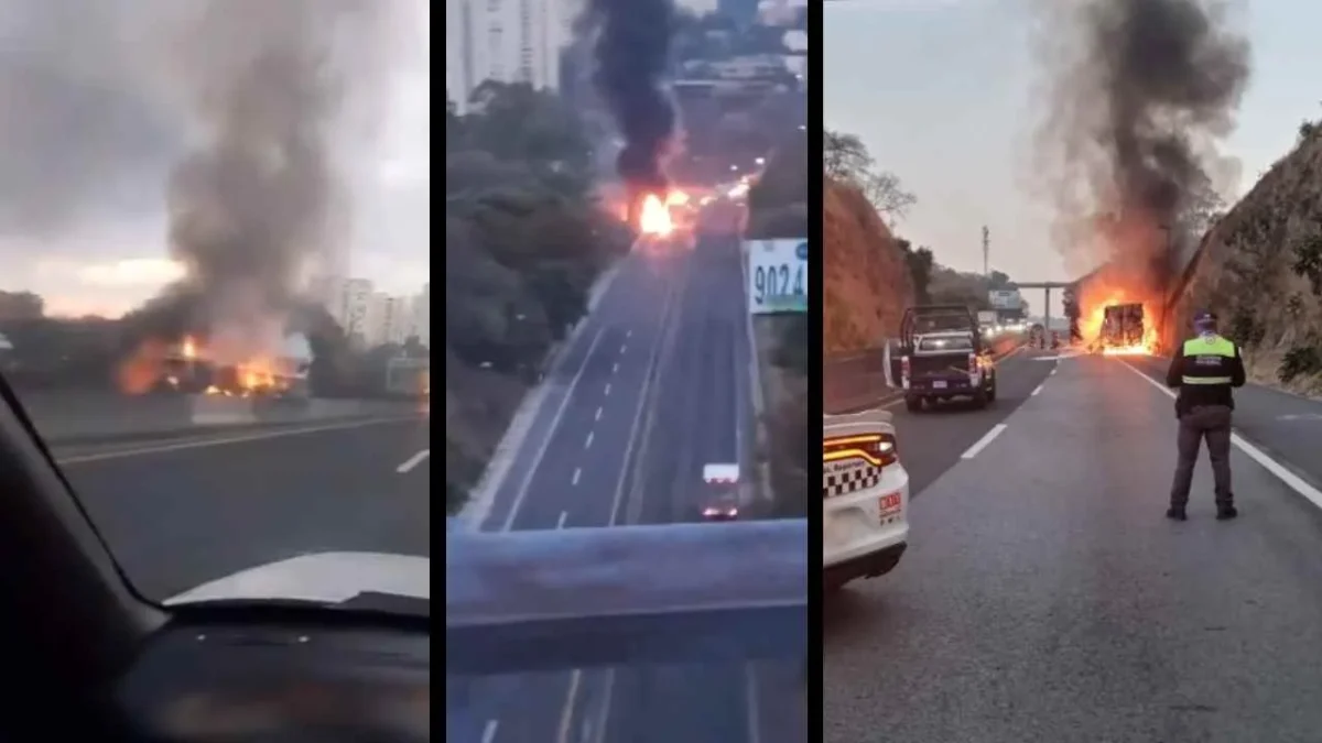 La mañana de este sábado se registró el incendio de un tráiler en la autopista Chamapa-Lechería.