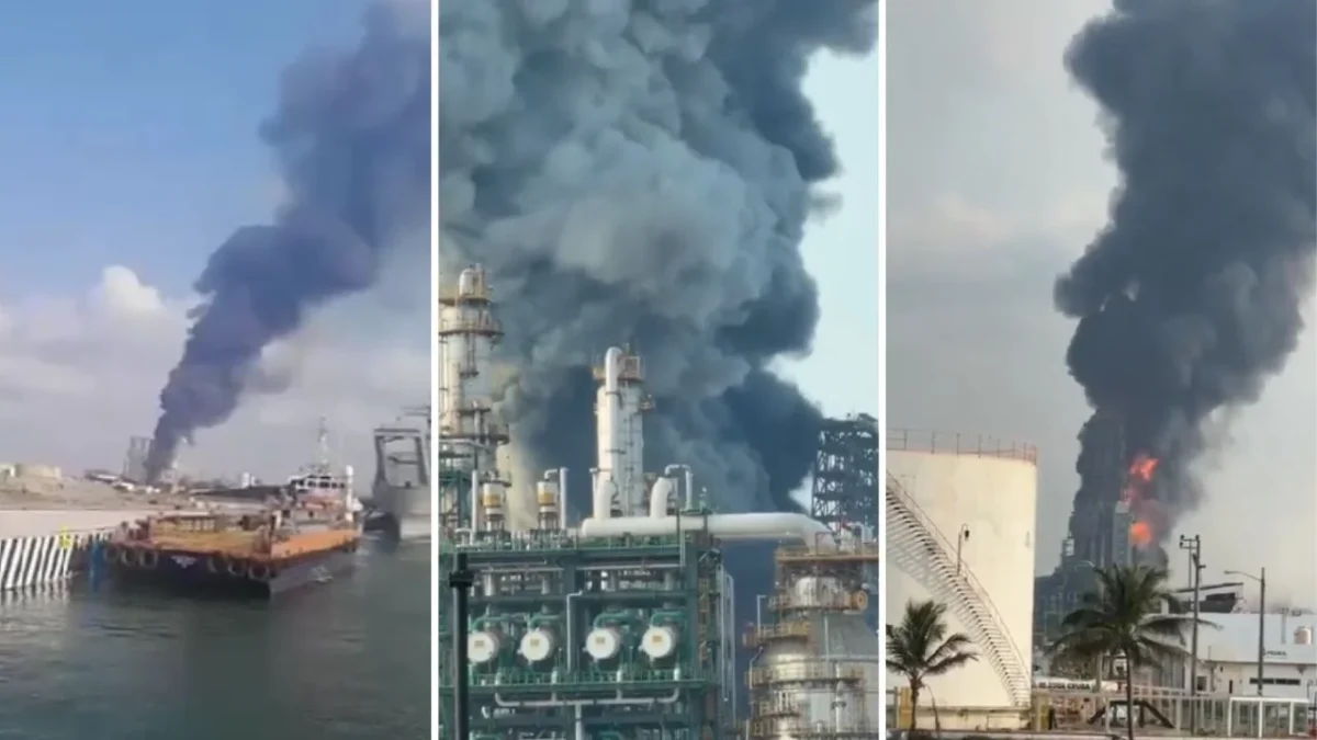 Pemex confirmó que se registró un incendio en la bodega de Coque de la refinería Olmeca de Dos Bocas, cuerpos de emergencia laboran.