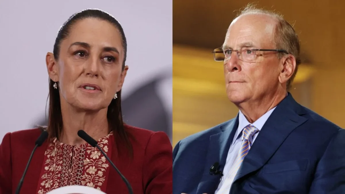 Larry Fink, CEO de BlackRock, principal Fondo de Inversión privado, llega a Palacio Nacional para reunirse con la presidenta Sheinbaum.