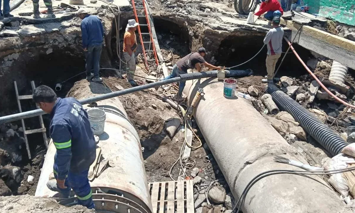 Concluyen labores de reparación tras la mega fuga en la alcaldía Iztapalapa.