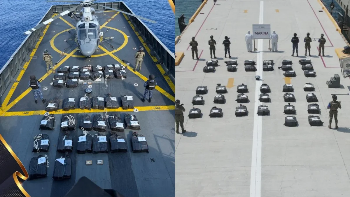 Al suroeste de Acapulco, Guerrero, la Marina localizó 22 bultos flotando en el mar, que contenían paquetes similares a la cocaína.