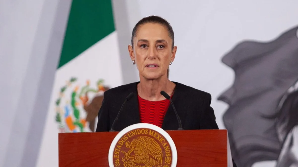 Claudia Sheinbaum Pardo, presidenta de México durante la Mañanera del Pueblo en Palacio Nacional.