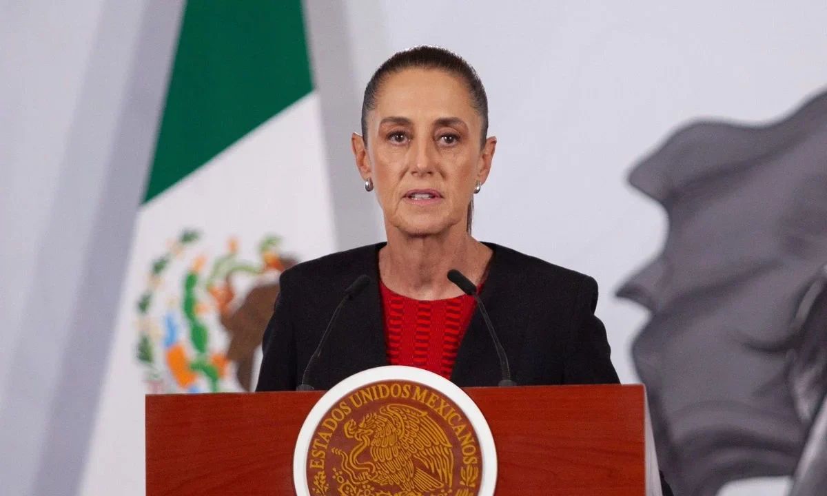 Claudia Sheinbaum Pardo, presidenta de México durante la Mañanera del Pueblo en Palacio Nacional.