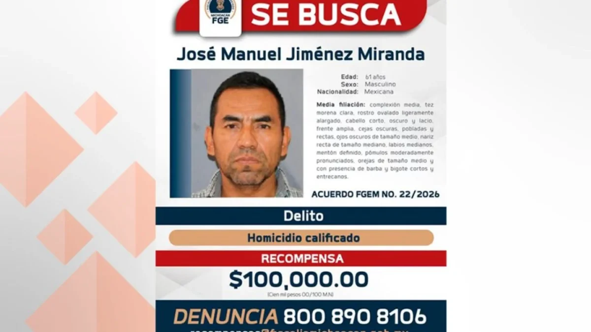 FGE ofrece 100 mil pesos por localización de exjefe de seguridad de Carlos Manzo