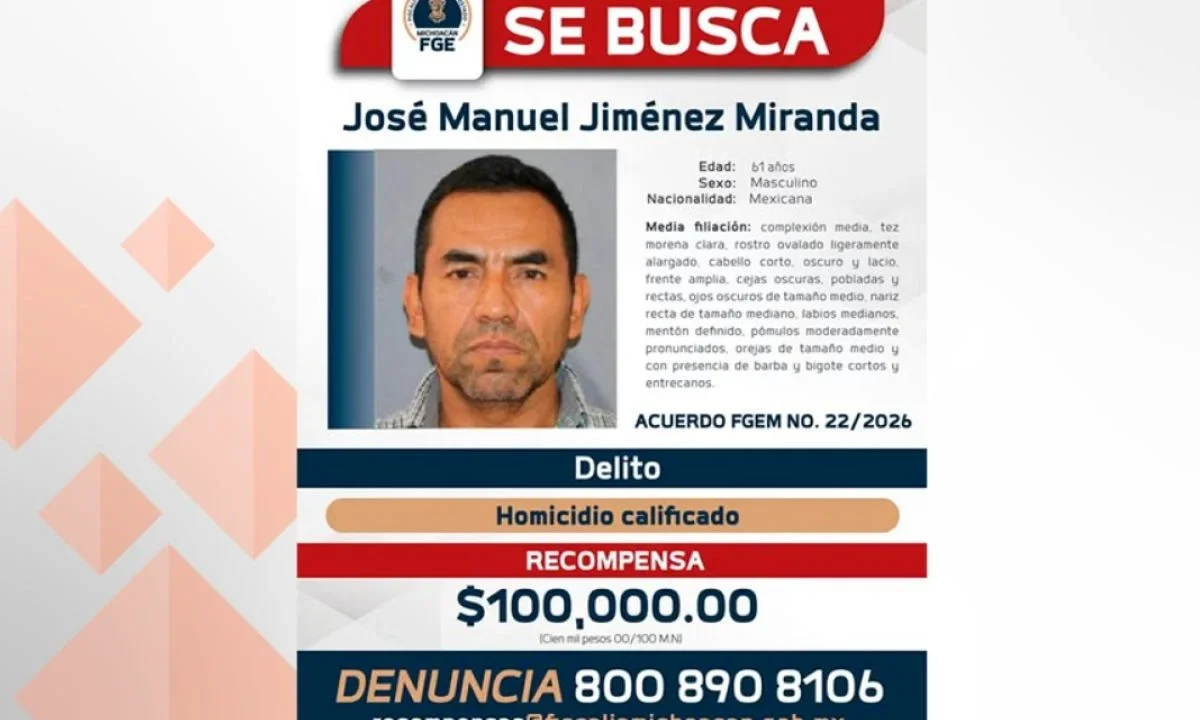 FGE ofrece 100 mil pesos por localización de exjefe de seguridad de Carlos Manzo