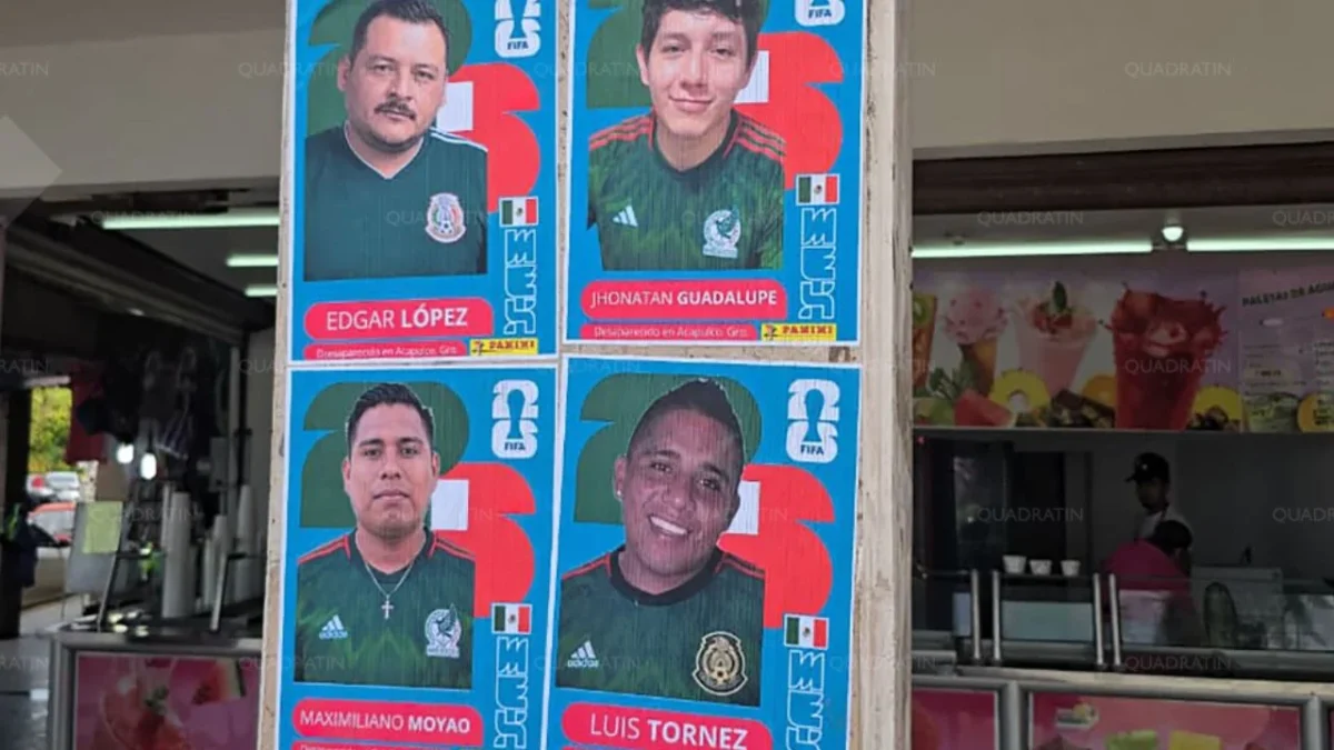 Las imágenes de los desaparecidos se adaptaron al formato del álbum oficial del Mundial de Futbol que se llevará a cabo en el país.