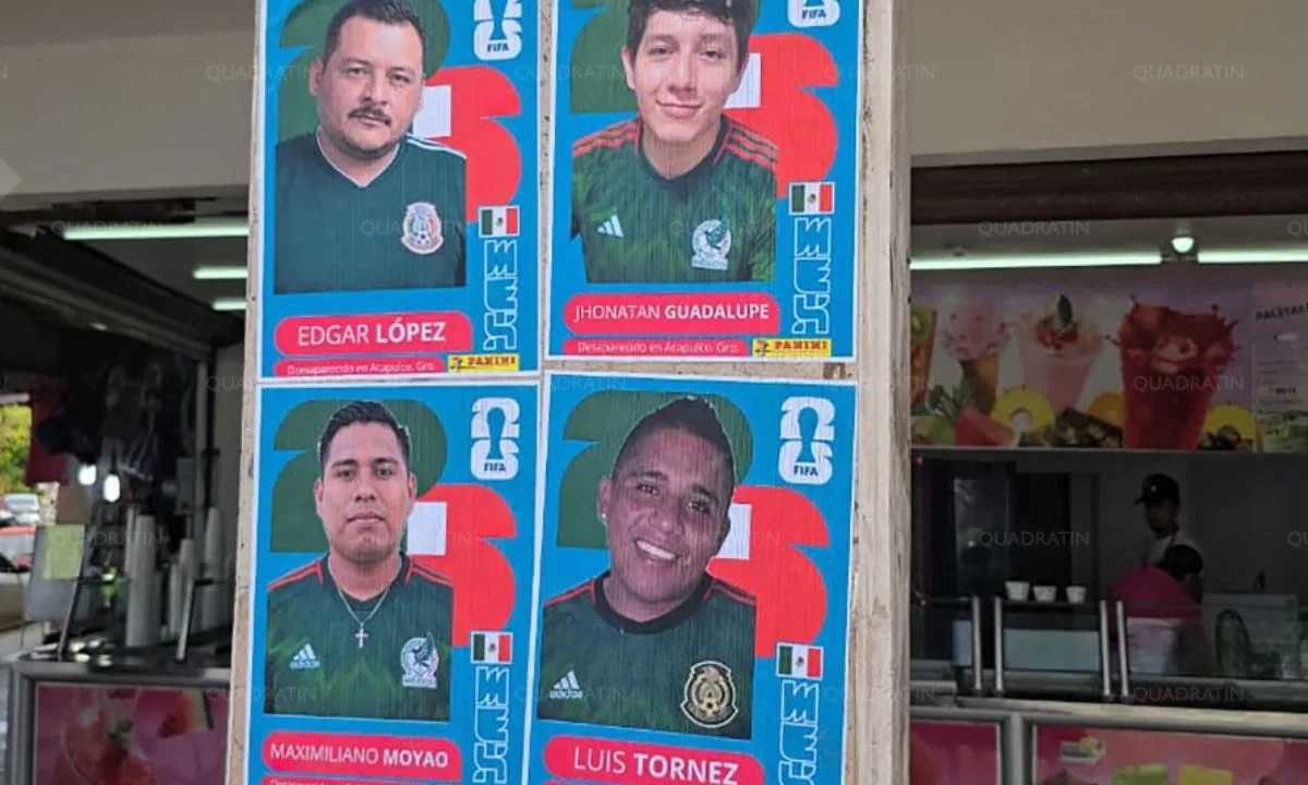 Las imágenes de los desaparecidos se adaptaron al formato del álbum oficial del Mundial de Futbol que se llevará a cabo en el país.