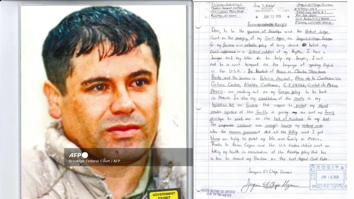El Chapo realizó la petición mediante una carta enviada el 2 de junio de 2026 a la Corte Federal del Distrito Este de NY, en Brooklyn.