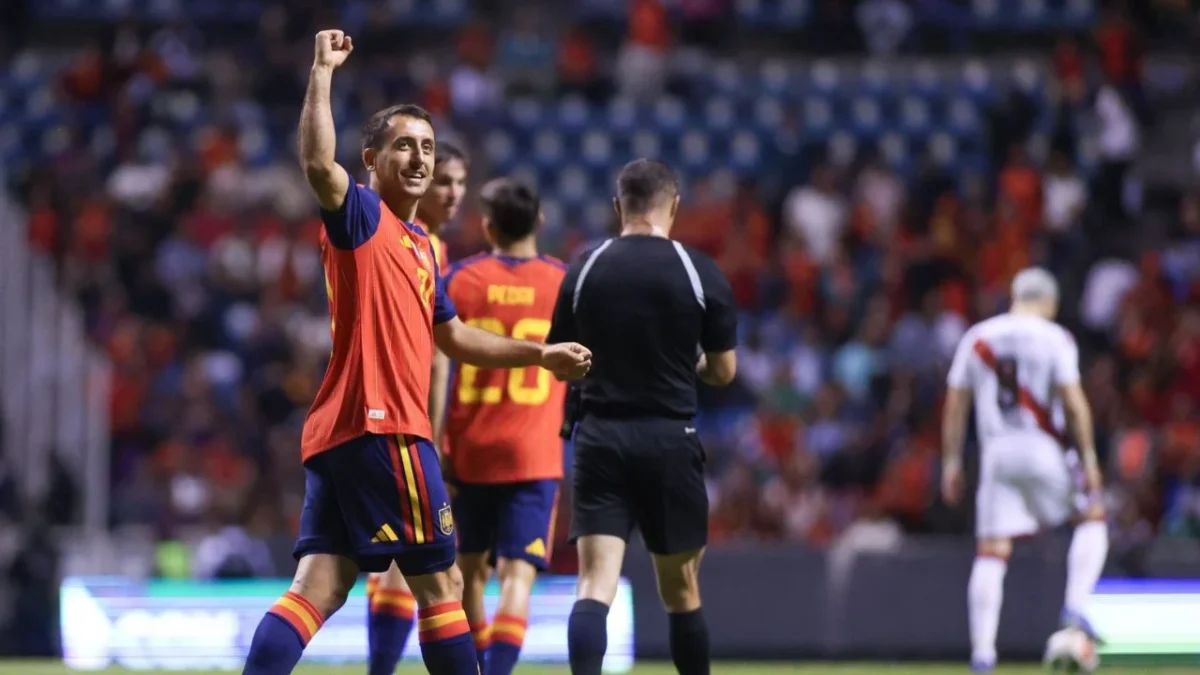España derrotó con contundencia a Perú en el Estadio Cuauhtémoc, en Puebla, duelo previo al inicio del Mundial 2026.