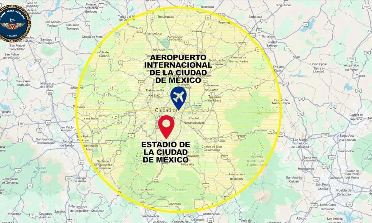 La Fuerza Aérea Mexicana informó que durante la ceremonia de inauguración del Mundial habrá un área prohibida para vuelos civiles y drones.