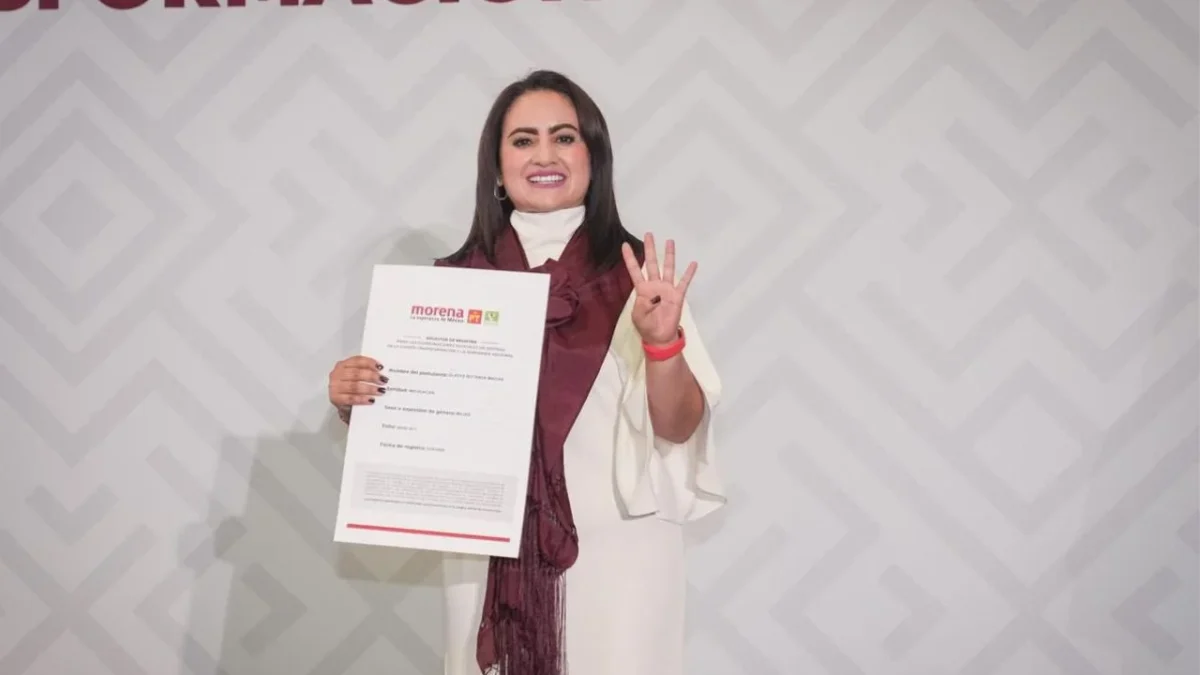 'Defendamos lo que hemos logrado', comentó Gladyz Butanda tras registrarse para liderar el movimiento de la 4T en Michoacán.