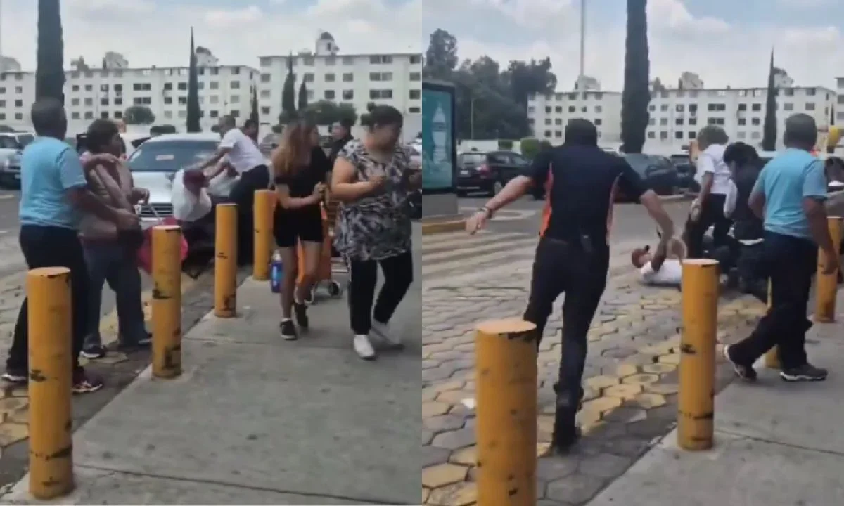 Un par de presuntos farderos fueron descubiertos y al salir del supermercado en Iztapalapa, el personal sometió a uno a golpes.