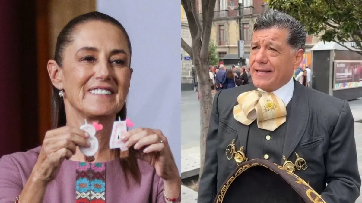 En el cumpleaños 64 de la presidenta Sheinbaum, el mariachi del Sindicato Mexicano de Electricistas le llevó serenata en el Zócalo.