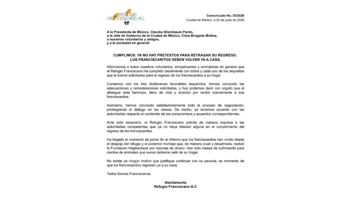 La Asociación Cultural del Refugio Franciscano exigen la devolución de los perros y gatos que quedaron en custodia del Gobierno de CDMX.