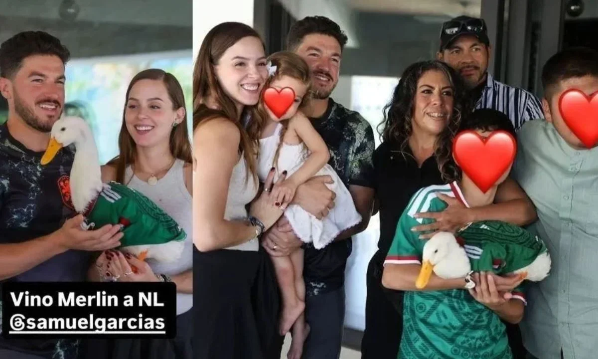 Samuel García y Mariana Rodríguez recibieron al Pato Merlín en su casa en Monterrey, junto con los familiares de la mascota.