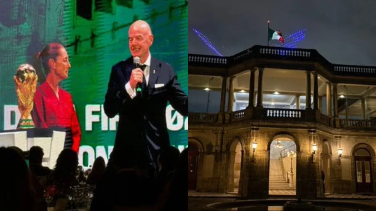 La presidenta Claudia Sheinbaum Pardo acudió esta noche a la cena de gala organizada por la FIFA en el Castillo de Chapultepec.
