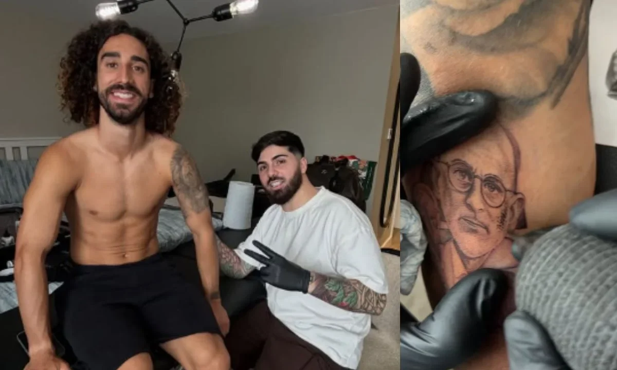 "Promesa cumplida", afirmó Cucurella en su cuenta de Instagram, en la que publicó unos vídeos haciéndose el tatuaje