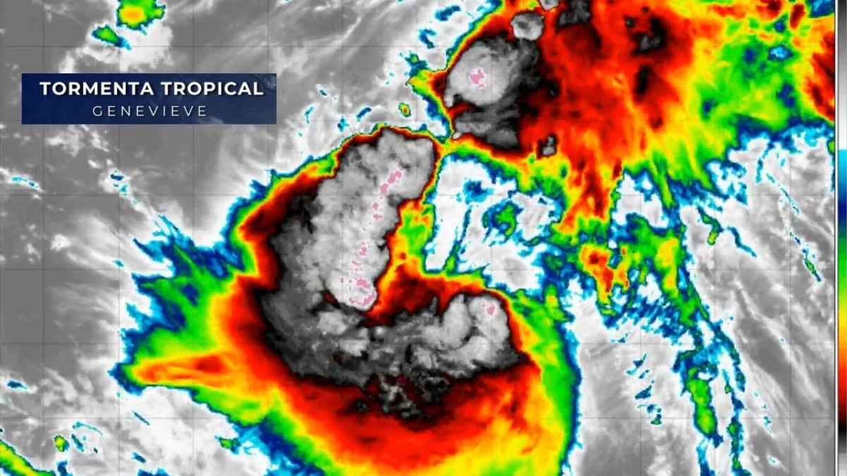 El SMN reveló que la Depresión Tropical Siete-E se intensificó este viernes a la Tormenta Tropical Genevieve en el océano Pacífico.