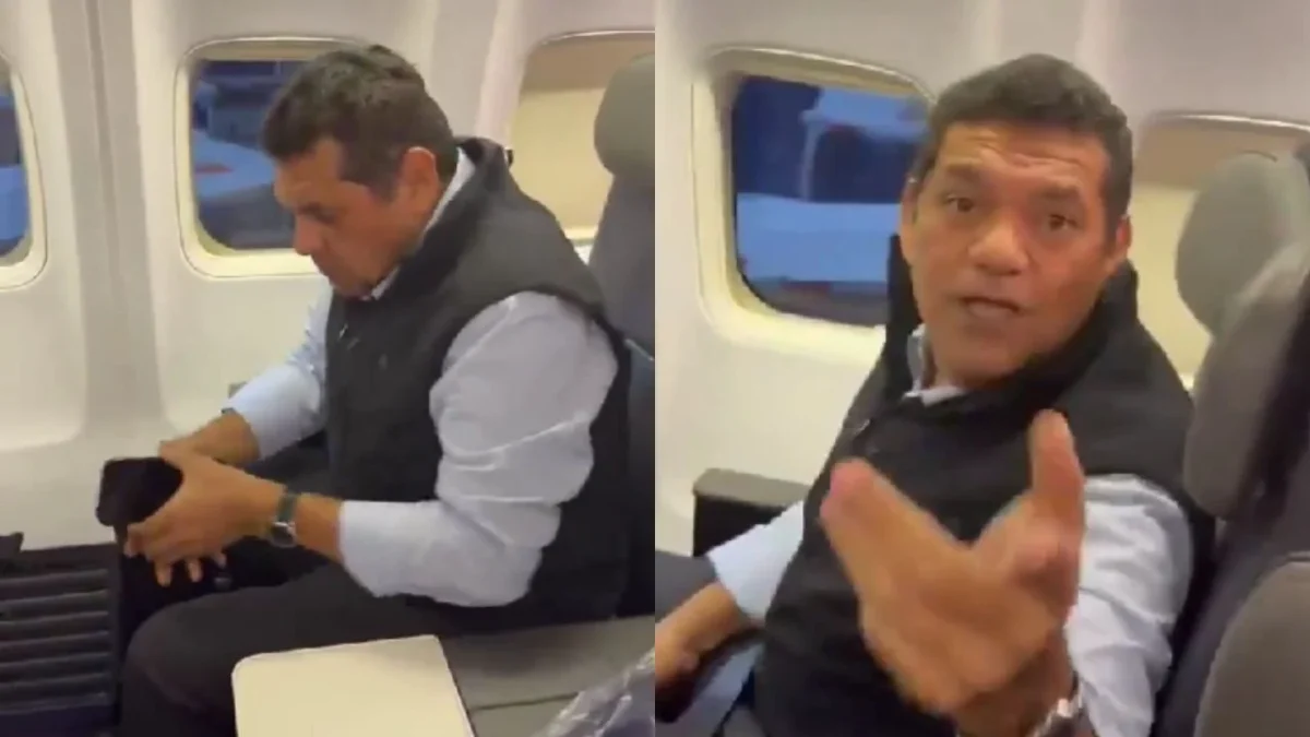 ‘El pueblo en crisis y éste en primera clase’, así exhibió una pasajera a Javier May, gobernador de Tabasco, por volar en primera clase.