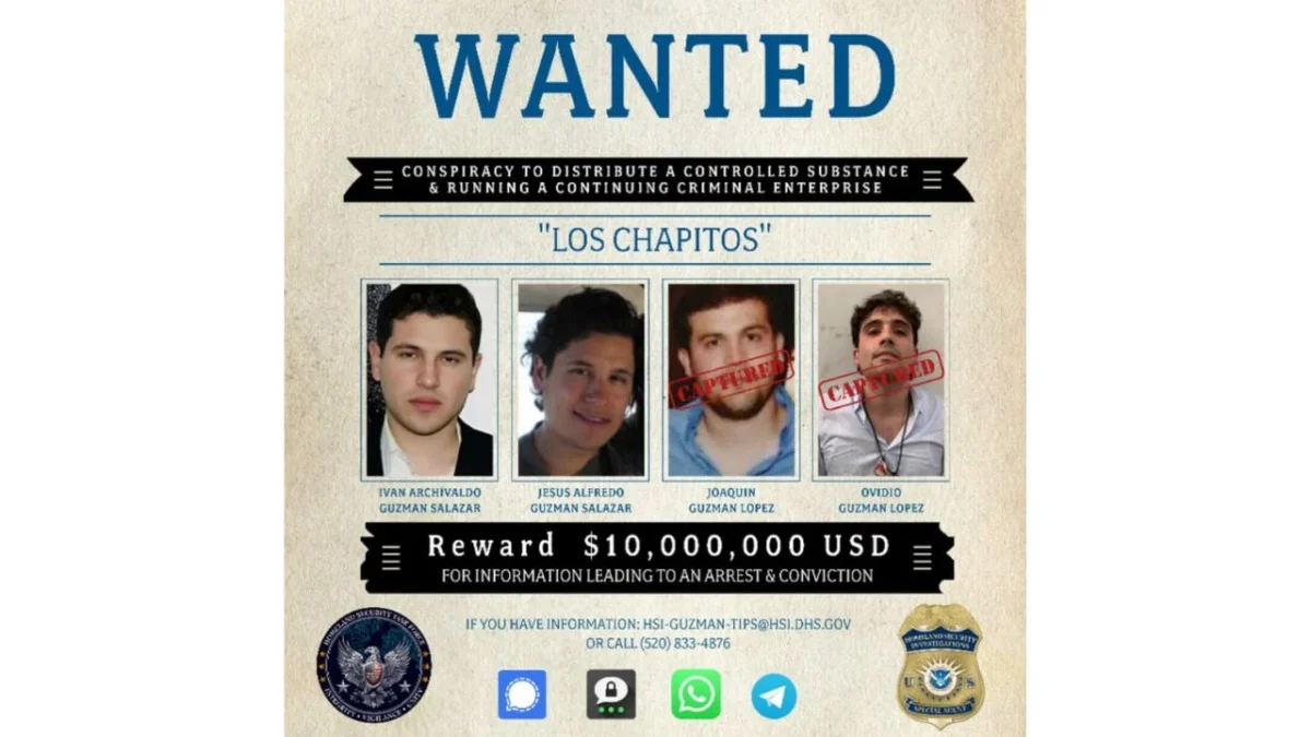 HSI publicó de nueva cuenta la recompensa de 10 millones de dólares por cualquier información para arrestar a los hijos de 'El Chapo' Guzmán.