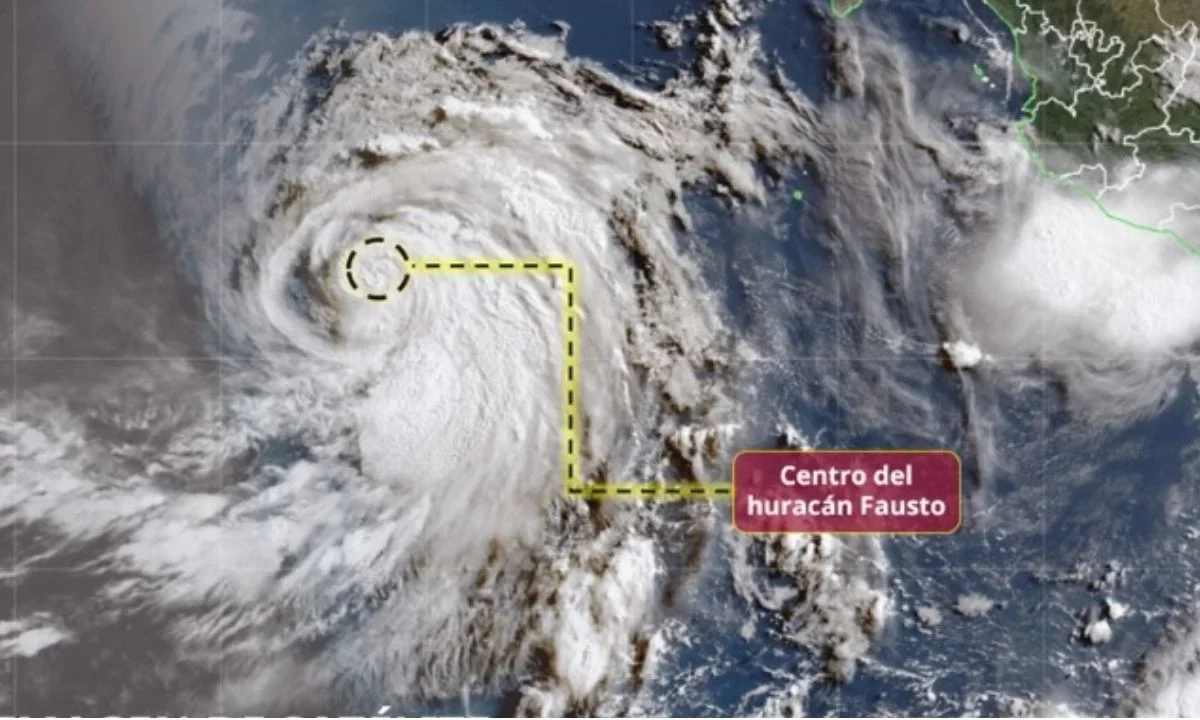 Conagua informó que el huracán Fausto evolucionó a categoría 1 en el Pacífico; por su distancia y trayectoria, no representa peligro para México