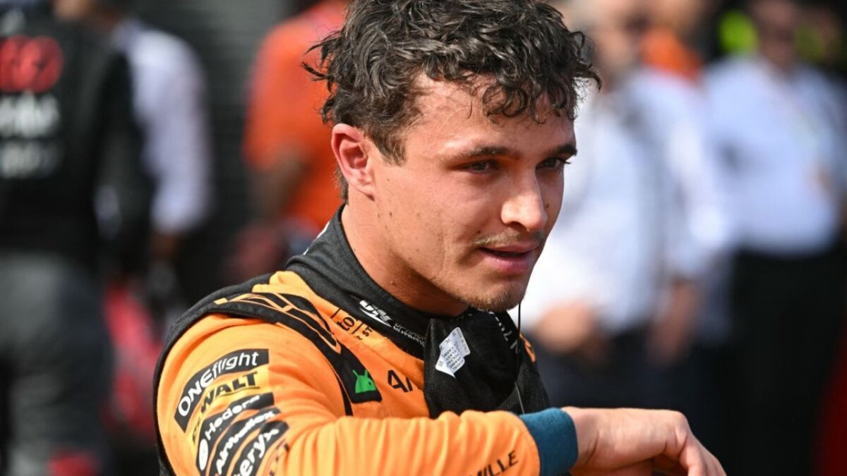 El piloto británico de McLaren, Lando Norris, reacciona tras la sesión de clasificación en el circuito de Hungaroring en Mogyorod, cerca de Budapest, Hungría, el 25 de julio de 2026, antes del Gran Premio de Hungría de Fórmula 1
