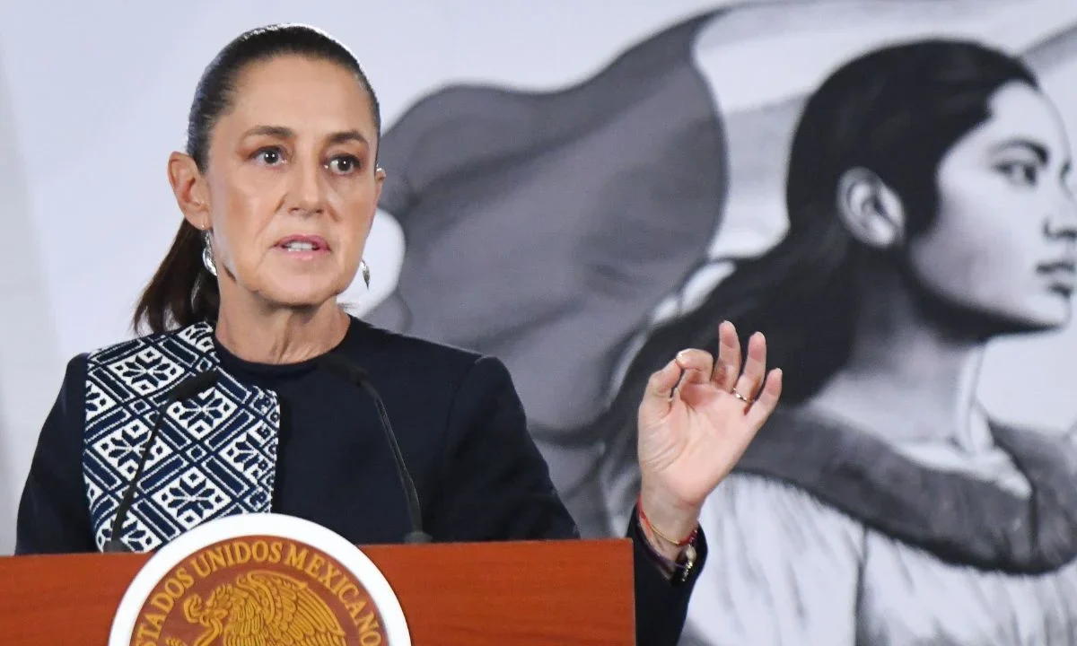 Claudia Sheinbaum, presidenta de México, durante la Mañanera del Pueblo realizada en Palacio Nacional