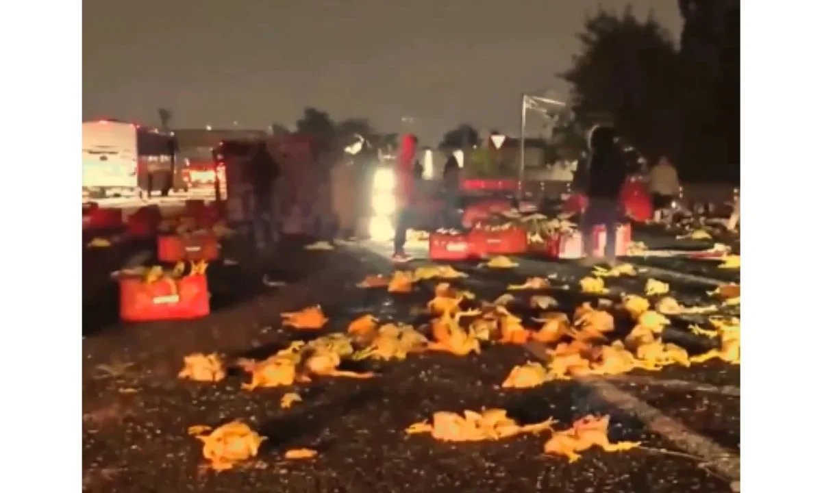 La volcadura de dos camionetas que transportaban alimentos provocó severas afectaciones a la circulación sobre la autopista México-Pachuca