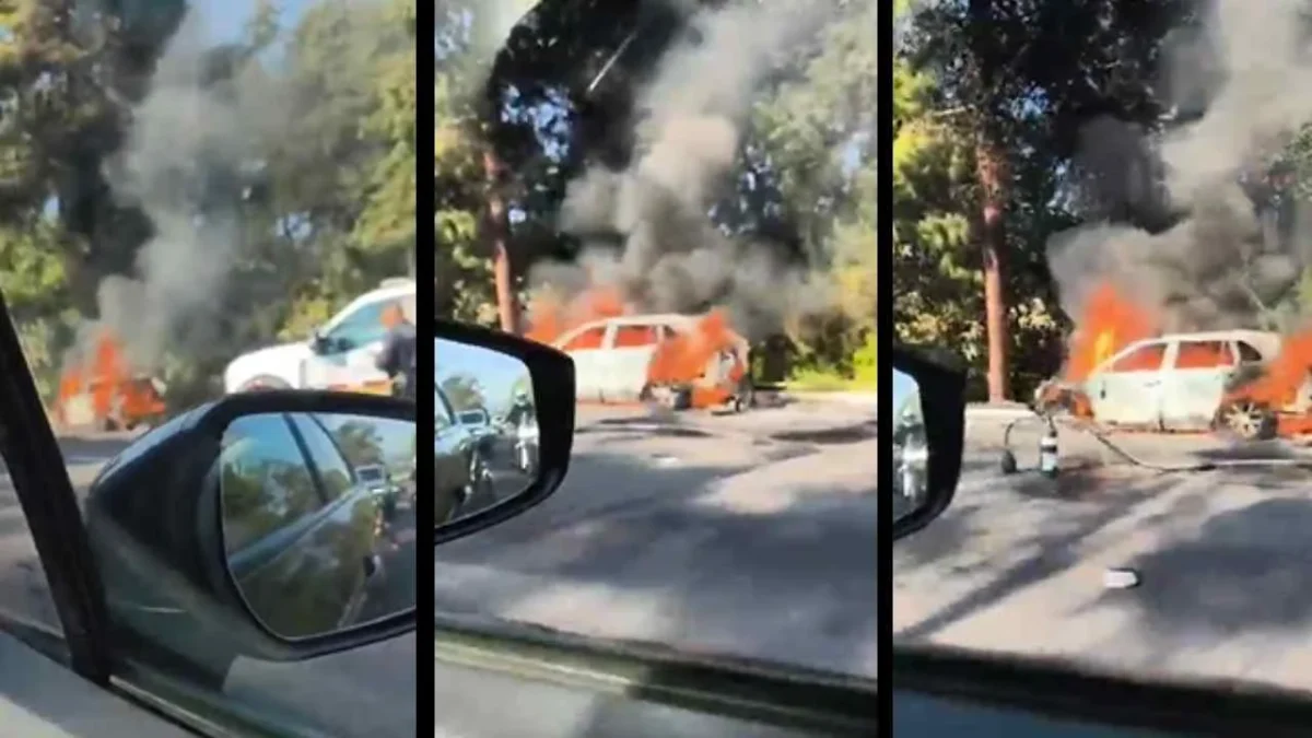 Se registró el incendio de un automóvil, a la altura del kilómetro 34 de la México-Cuernavaca.