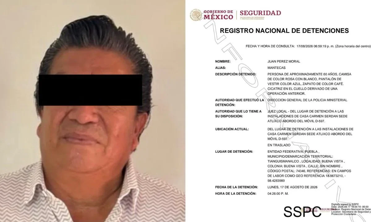 La Fiscalía de Puebla informó sobre la detención del edil de San Juan Tianguismanalco, Juan 'P', la tarde de este lunes 17 de agosto.
