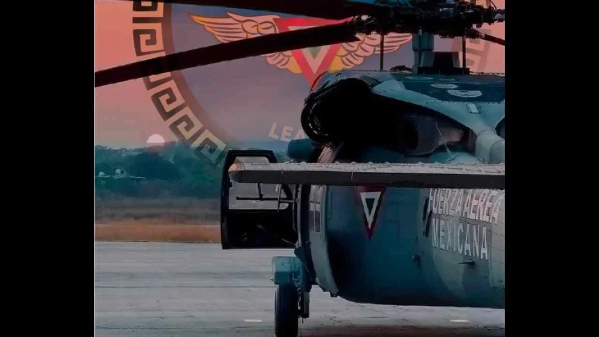 Un helicóptero de la Fuerza Aérea Mexicana realizó un aterrizaje de emergencia durante un inicio de vuelo en Durango.