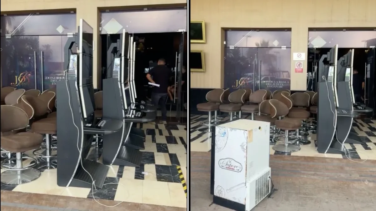 Sillas, mesas, máquinas de apuestas y hasta cafeteras fueron retiradas del Joy Casino, en Sonora, y llevadas en camionetas.