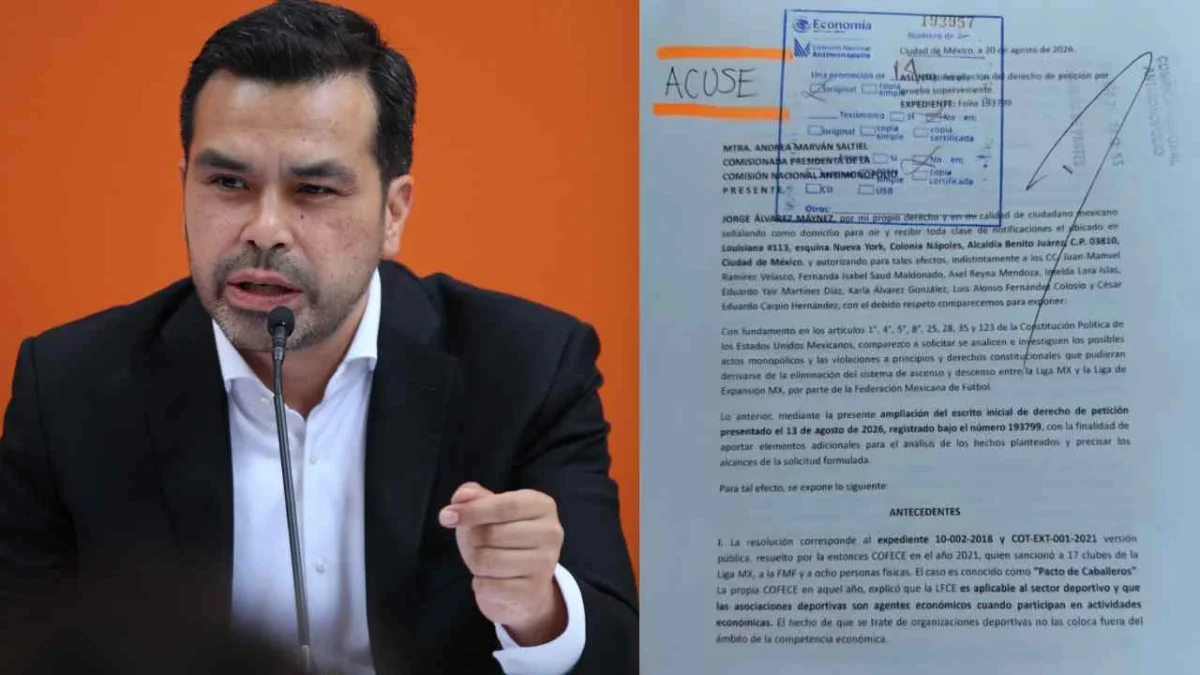 El presidente de MC, Jorge Álvarez Máynez, exige nuevamente que se investigue la eliminación del ascenso y descenso en el futbol mexicano.
