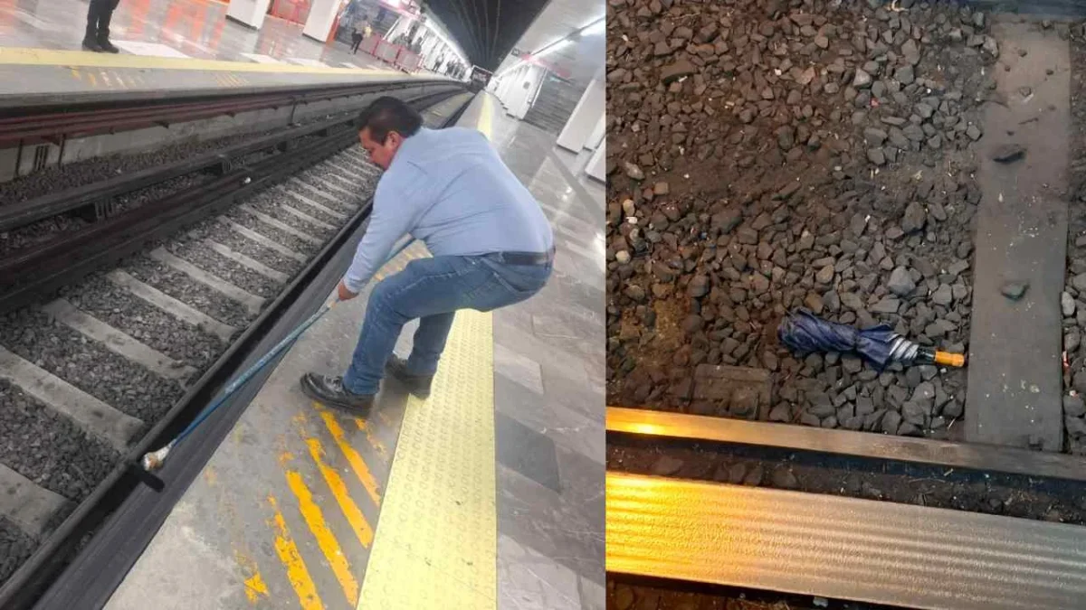 El Metro CDMX pide a usuarios evitar caída de paraguas a vías.