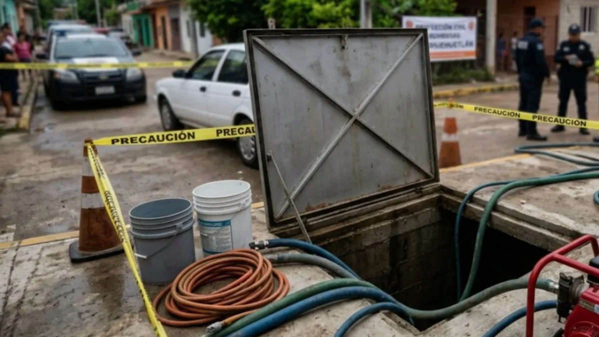 Seis personas, entre ellas un menor de edad, murieron tras inhalar gases tóxicos mientras realizaban labores de limpieza en una cisterna en Xochihuehuetlán, Guerrero.