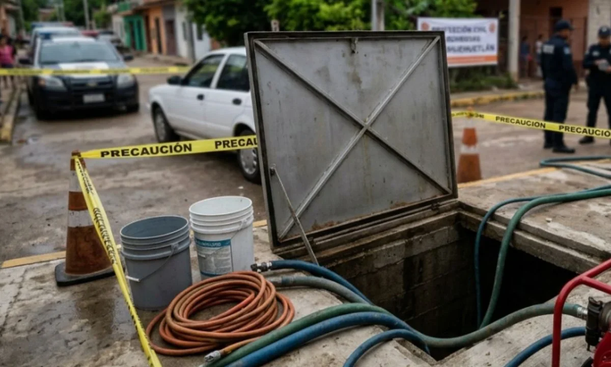 Seis personas, entre ellas un menor de edad, murieron tras inhalar gases tóxicos mientras realizaban labores de limpieza en una cisterna en Xochihuehuetlán, Guerrero.