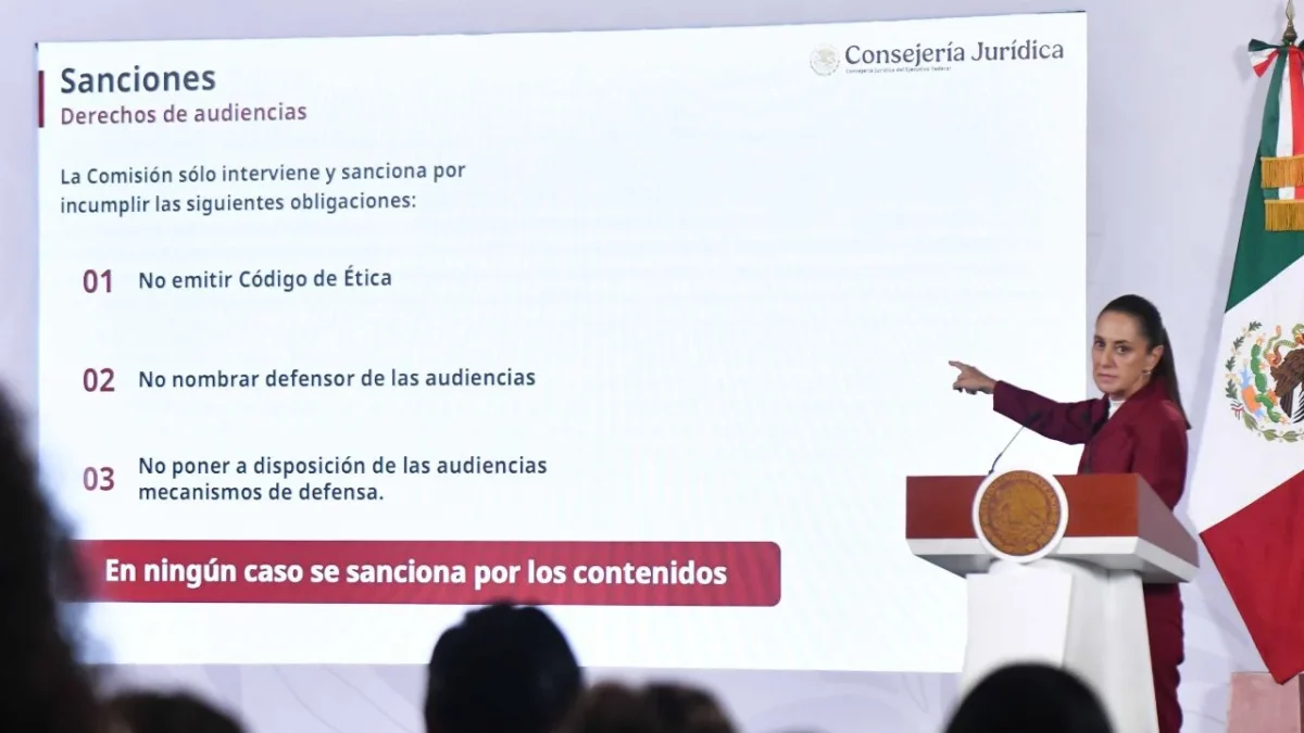 Claudia Sheinbaum aseguró que la propuesta de derechos de las audiencias no pretende censurar a los medios y calificó esa versión como "absolutamente falsa"