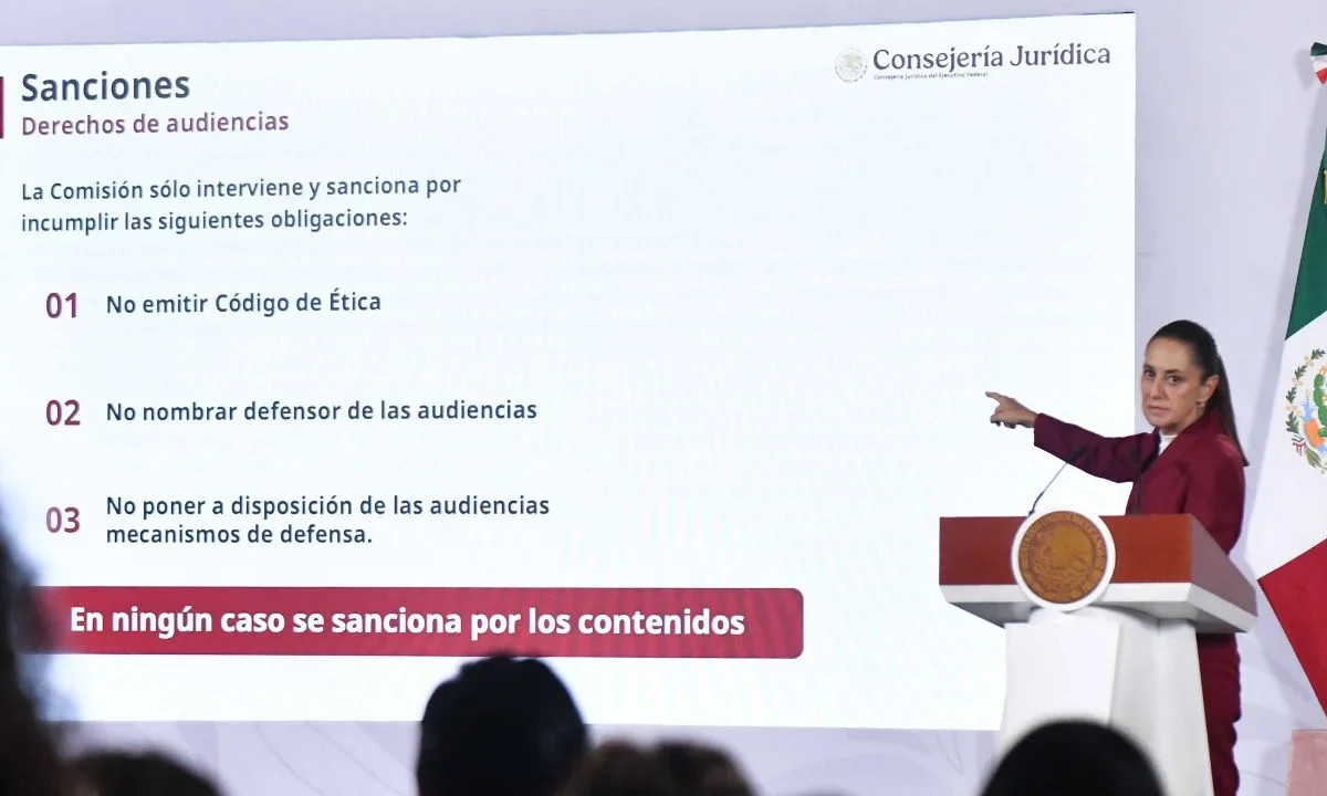 Claudia Sheinbaum aseguró que la propuesta de derechos de las audiencias no pretende censurar a los medios y calificó esa versión como "absolutamente falsa"