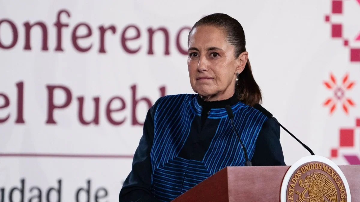 Claudia Sheinbaum, presidenta de México, durante la Mañanera del Pueblo realizada en Palacio Nacional