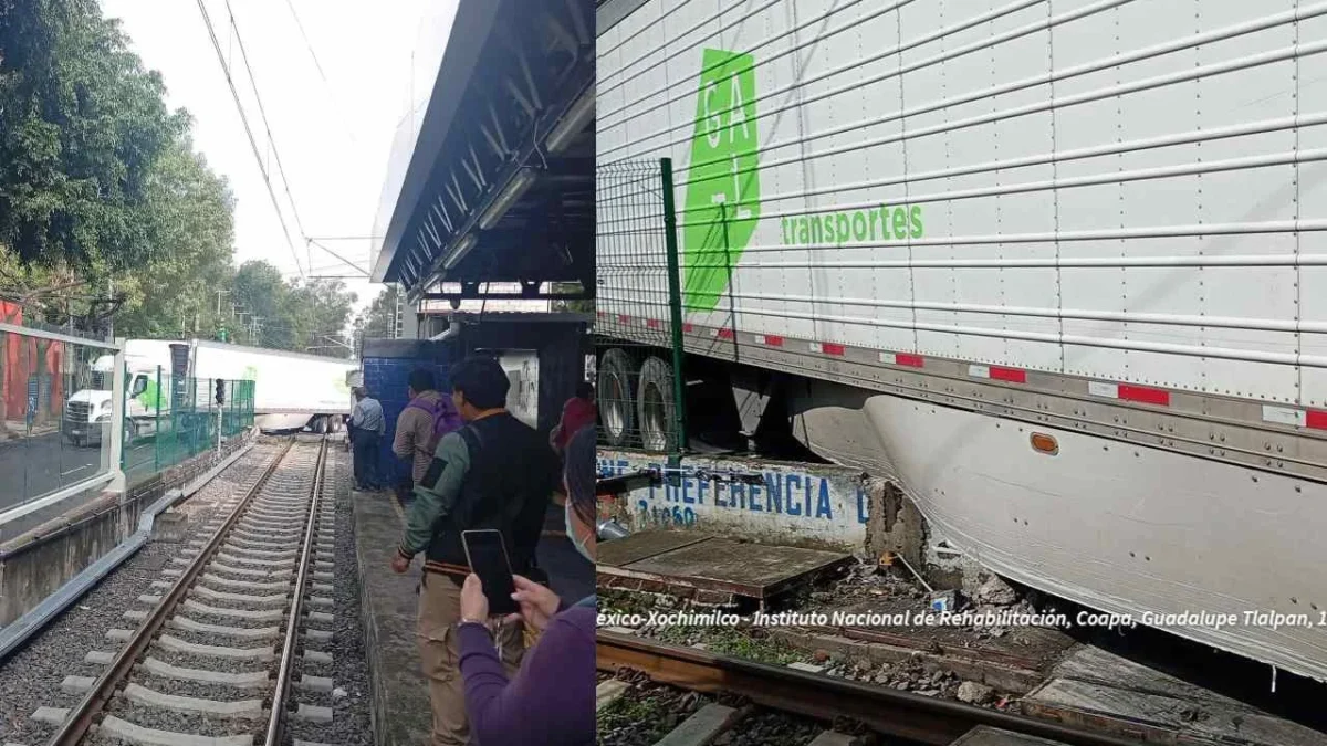 Suspenden servicio del Tren Ligero tras el impacto de un tráiler en una barda de contención cercana a la estación Xomali.