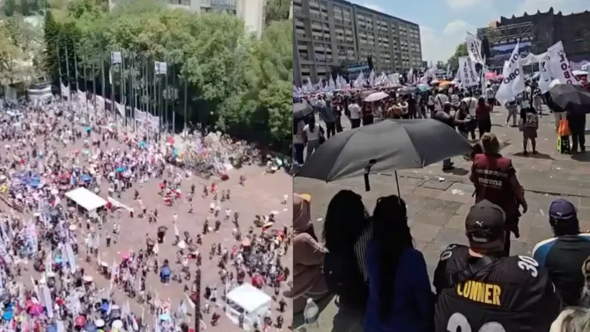 Morena realizó una asamblea en la Plaza de las Tres culturas en Tlatelolco, en la que reportaron poca afluencia de simpatizantes.