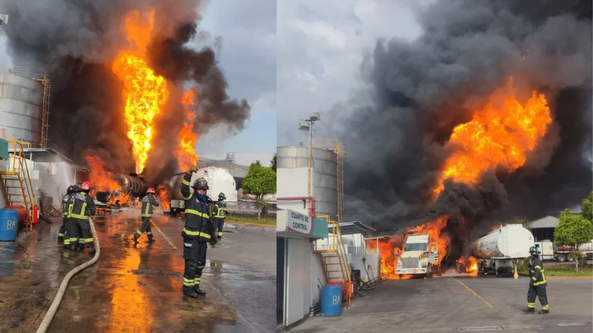 Este sábado se registra un fuerte incendio en la zona industrial del municipio de Tlalnepantla de Baz, cerca de un hospital del IMSS.